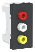 Розетка мультимедийная Audio RCA тюльпан тройной разъём Schneider Electric Unica Modular, антрацит