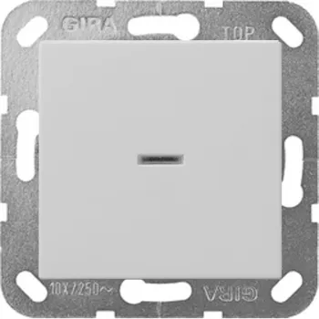 Выключатель одноклавишный проходной с подсветкой Gira System 55, на клеммах, серый матовый