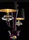 Barovier&Toso люстра Saint Germain 5 плафонов, сиреневое стекло, плафоны черные с золотым, 108*79см