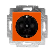 ABB Levit оранжевый / дымчатый чёрный Розетка с заземлением со шторками 16А