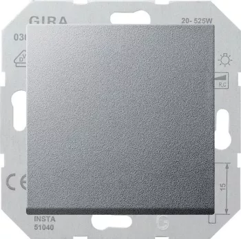 Светорегулятор клавишный Gira TX_44 универсальный (в т.ч. для led и клл), без нейтрали / с нейтралью, алюминий