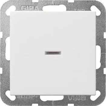 Кнопка звонка одноклавишная (1н.о.) Gira System 55 с оранжевой подсветкой, на клеммах, белый матовый