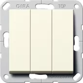 Выключатель трехклавишный Gira System 55, на клеммах, кремовый глянцевый