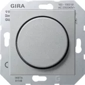 Светорегулятор поворотный Gira System 55 для ламп накаливания 230в и галогеновых ламп 220в, без нейтрали, алюминий