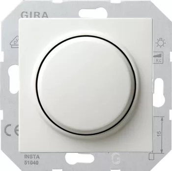 Светорегулятор поворотно-нажимной Gira S-Color для люминесцентных ламп с управляемым эпра, без нейтрали, белый