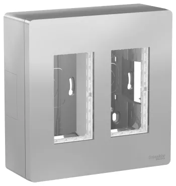 Блок накладной 2х4 модуля Schneider Electric Unica Modular, алюминий