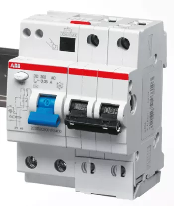 Автоматический выключатель дифференциального тока (АВДТ) ABB DS202, 63A, 30mA, тип A, кривая отключения B, 2 полюса, 6kA, электро-механического типа, ширина 4 модуля DIN