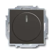 Светорегулятор поворотно-нажимной ABB Basic55 для ламп накаливания 230в и обмоточных трансформаторов 12в, без нейтрали, chateau-черный