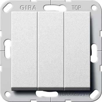 Выключатель трехклавишный Gira System 55, на клеммах, алюминий