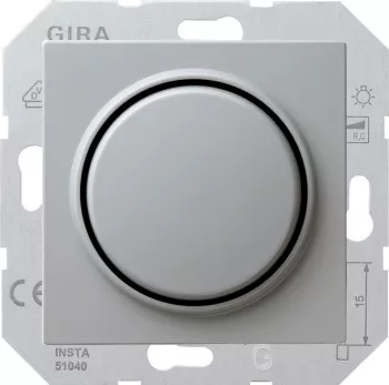 Светорегулятор поворотно-нажимной Gira S-Color для ламп накаливания 230в и электронных трансформаторов 12в, без нейтрали, серый