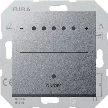 Светорегулятор клавишный Gira System 55 для люминесцентных ламп с управляемым эпра, с нейтралью, алюминий