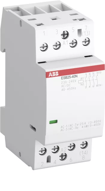 Abb SST Контактор ESB25-40N-01 модульный (25А АС-1, 4НО), катушка 24В AC/DC