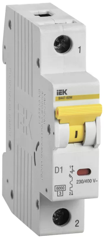 Автоматический выключатель IEK ВА47-60M 1P D 1А 6кА