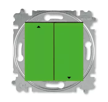 ABB Levit зелёный / дымчатый чёрный Выключатель жалюзи 2-х клавишный без фиксации