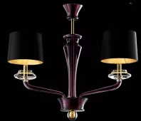 Barovier&Toso люстра Saint Germain 5 плафонов, сиреневое стекло, плафоны черные с золотым, 108*79см