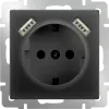 Werkel черный матовый Розетка 220v с заземлением и с зарядкой USB type A+A. W1171508