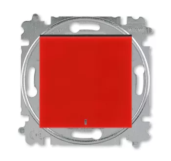 ABB Levit красный / дымчатый чёрный Выключатель 1-но клавишный проходной с подсветкой