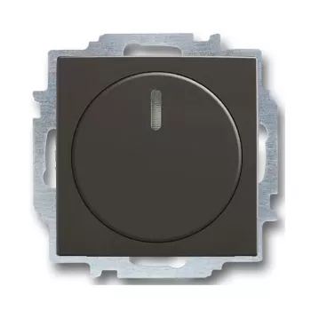 Светорегулятор поворотно-нажимной ABB Basic55 для ламп накаливания 230в, электронных и обмоточных трансформаторов 12в, без нейтрали, chateau-черный