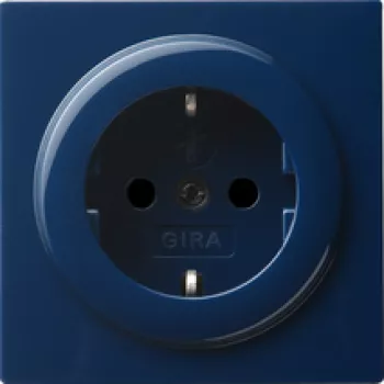 Розетка с заземлением Gira S-Color, с защитными шторками, на клеммах, синий
