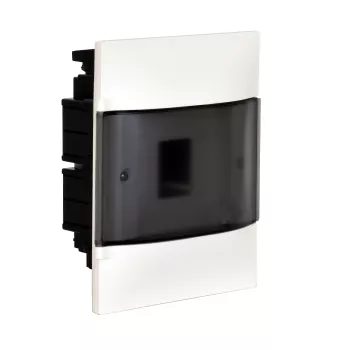 Пластиковый щиток на  4 модуля Legrand Practibox S для встраиваемого монтажа в полые стены, цвет двери дымчатый