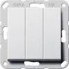 Выключатель трехклавишный проходной Gira System 55, на клеммах, алюминий