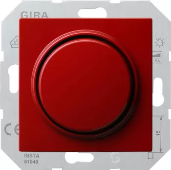 Светорегулятор поворотно-нажимной Gira S-Color для люминесцентных ламп с управляемым эпра, без нейтрали, красный