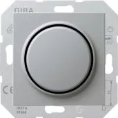 Светорегулятор поворотно-нажимной Gira S-Color для ламп накаливания 230в, электронных и обмоточных трансформаторов 12в, без нейтрали, серый