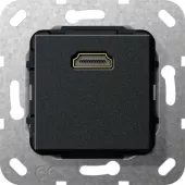 Розетка мультимедийная Audio/video HDMI одиночная Gira System 55, черный матовый