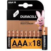 Duracell Батарейка алкалиновая AAA LR03/MN2400 Basic 1.5v (блистер 18 шт.)