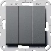 Выключатель трехклавишный Gira System 55, на клеммах, антрацит