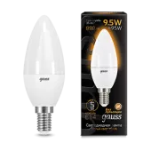 Лампа Gauss Black Свеча 9.5W 890lm 3000К E14 LED 220V