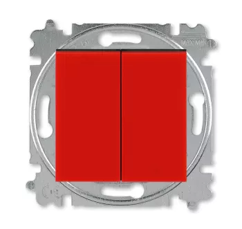 ABB Levit красный / дымчатый чёрный Выключатель 2-х клавишный простой