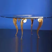 Banci стол, стеклянная столешница, 193х136см, выс 75см, золото