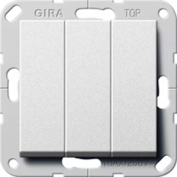 Кнопка звонка трехклавишная (3н.о.) Gira System 55, на клеммах, алюминий