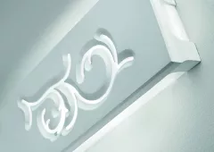Leucos Modo светильник настенно-потолочный Shade P-PL 70, сатин стекло, декор гипс лепнина, 70х6,5х14см, 2x24W G5, белый лак металл