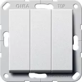 Кнопка звонка трехклавишная (3н.о.) Gira System 55, на клеммах, алюминий