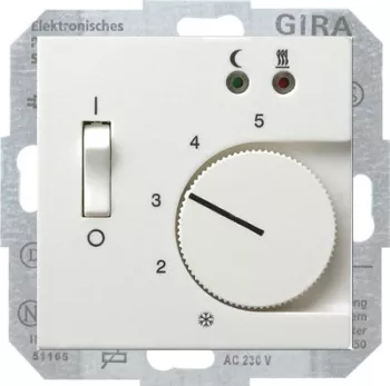 Терморегулятор для тёплого пола Gira System 55, белый матовый