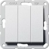 Выключатель трехклавишный Gira System 55, на клеммах, алюминий