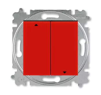 ABB Levit красный / дымчатый чёрный Выключатель жалюзи 2-х клавишный с фиксацией
