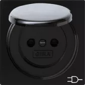 Розетка с заземлением Gira S-Color, без защитных шторок, на клеммах, с крышкой, ip20, черный