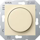 Светорегулятор поворотный Gira System 55 для ламп накаливания 230в и галогеновых ламп 220в, без нейтрали, кремовый глянцевый