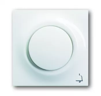 Кнопка звонка одноклавишная с символом Звонок (1н.о.) с красной подсветкой, ABB Impuls, на винтах, альпийский белый