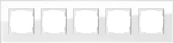 Рамка Gira Esprit на 5 постов, универсальная, белое стекло