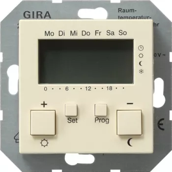 Терморегулятор для тёплого пола программируемый Gira System 55, кремовый глянцевый