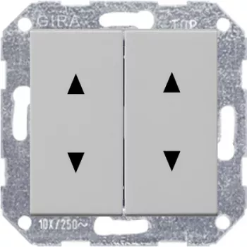 Кнопка звонка двухклавишная (4н.о.) Gira System 55, на клеммах, серый матовый