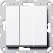 Выключатель трехклавишный Gira System 55, на клеммах, белый глянцевый