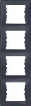 Рамка Schneider Electric Sedna на 4 поста, вертикальная, графит