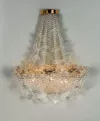 Baga бра Margherita, H 51см, SP 15см, L 30см, 2xE14x40W, прозрачные кристаллы и цветочки из выдувного стекла, отделка: позолота.
