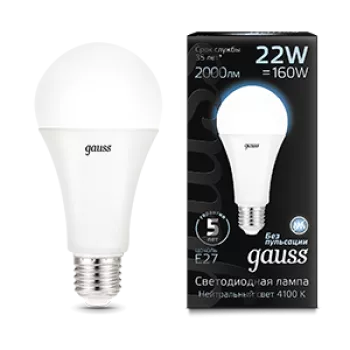 Лампа Gauss Black A70 22W 2000lm 4100K E27 LED 220V