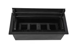 Настольный встраиваемый розеточный блок с откидной крышкой 8 мод. (4 мод. 45х45), черный